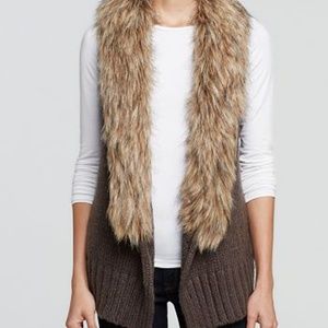 BB Dakota Sweater Vest w/ Faux Fur Trim